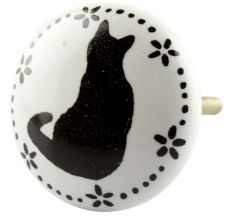 Cat Ceramic Flat Knobs